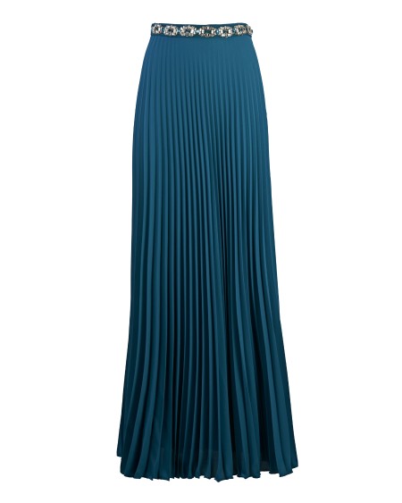Shop ELISABETTA FRANCHI  Gonna: Elisabetta Franchi gonna lunga plissettata in georgette con ricamo.
Gonna lunga con fascione ricamato a mano con pietre e castoni.
Fodera in tulle.
Zip invisibile sul fianco.
Composizione: 100% Poliestere.
Fabbricato in Italia.. GO05037E2-804